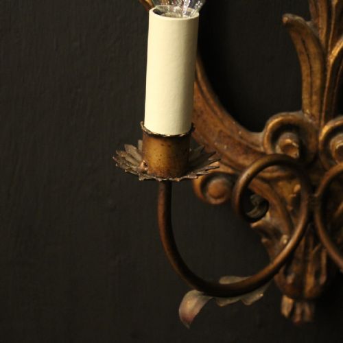 ITALIAN PAIR GILTWOOD TWIN ARM WALL LIGHTS - ADDITIONAL PHOTO 7