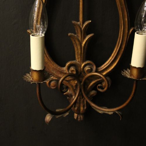 ITALIAN PAIR GILTWOOD TWIN ARM WALL LIGHTS - ADDITIONAL PHOTO 8