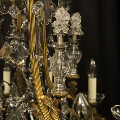 FRENCH PAIR OF GILDED BRONZE CRYSTAL ANTIQUE CHANDELIERS - ADDITIONAL PHOTO 12