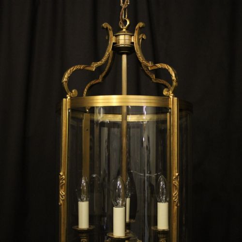 FRENCH GILDED FOUR LIGHT CONVEX HALL LANTERN - ADDITIONAL PHOTO 1