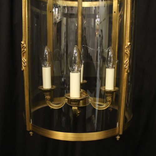 FRENCH GILDED FOUR LIGHT CONVEX HALL LANTERN - ADDITIONAL PHOTO 4