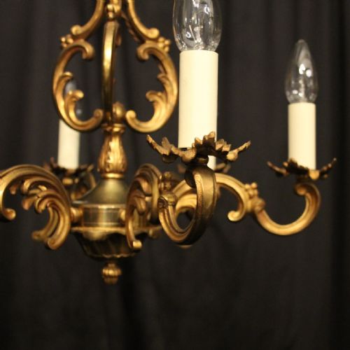 FRENCH SMALL GILDED BRONZE 6 LIGHT ANTIQUE CHANDELIER - ADDITIONAL PHOTO 2