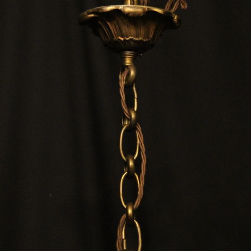 FRENCH SMALL GILDED BRONZE 6 LIGHT ANTIQUE CHANDELIER - ADDITIONAL PHOTO 9