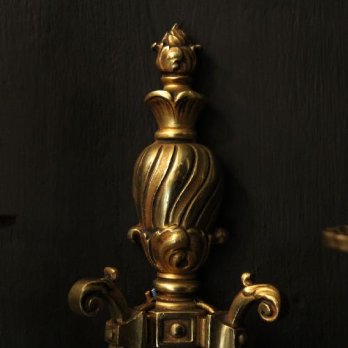 FRENCH PAIR OF GILDED TWIN ARM WALL LIGHTS - ADDITIONAL PHOTO 4