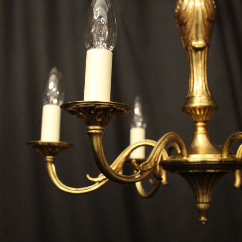 FRENCH GILDED BRONZE 6 LIGHT CHANDELIER - ADDITIONAL PHOTO 1