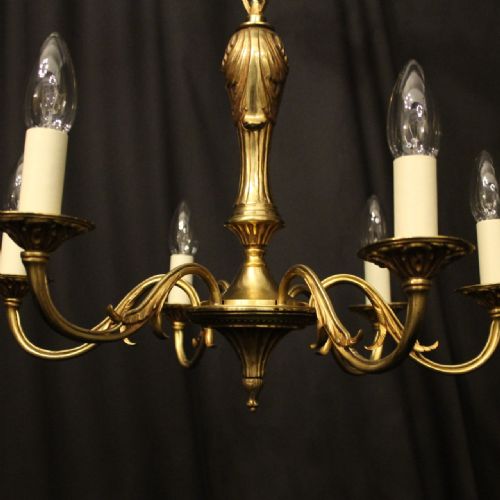 FRENCH GILDED BRONZE 6 LIGHT CHANDELIER - ADDITIONAL PHOTO 3