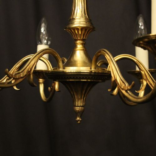 FRENCH GILDED BRONZE 6 LIGHT CHANDELIER - ADDITIONAL PHOTO 4