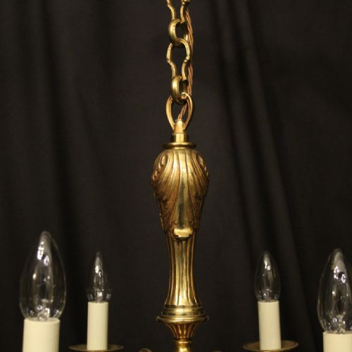 FRENCH GILDED BRONZE 6 LIGHT CHANDELIER - ADDITIONAL PHOTO 6