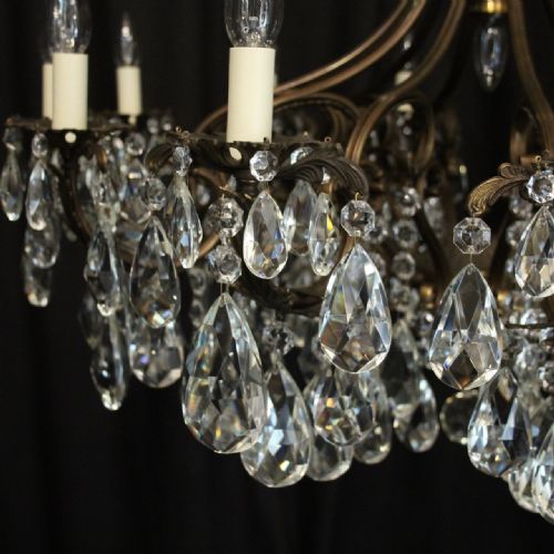 ITALIAN LARGE PAIR OF CRYSTAL 13 LIGHT ANTIQUE CHANDELIERS - ADDITIONAL PHOTO 4
