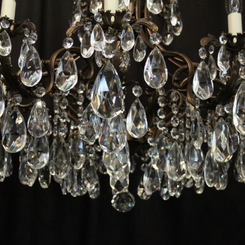 ITALIAN LARGE PAIR OF CRYSTAL 13 LIGHT ANTIQUE CHANDELIERS - ADDITIONAL PHOTO 5
