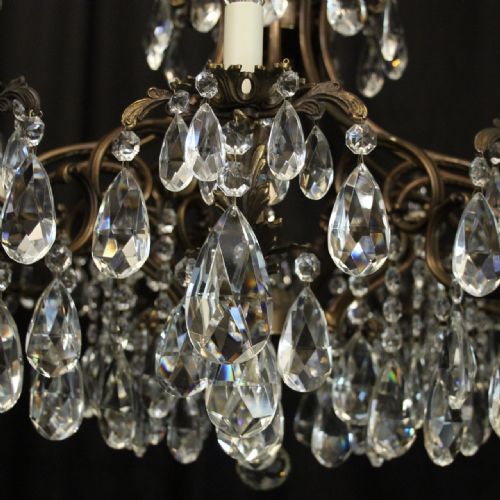 ITALIAN LARGE PAIR OF CRYSTAL 13 LIGHT ANTIQUE CHANDELIERS - ADDITIONAL PHOTO 7