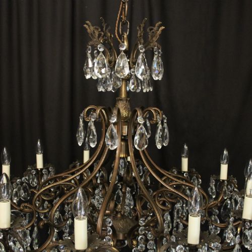 ITALIAN LARGE PAIR OF CRYSTAL 13 LIGHT ANTIQUE CHANDELIERS - ADDITIONAL PHOTO 8