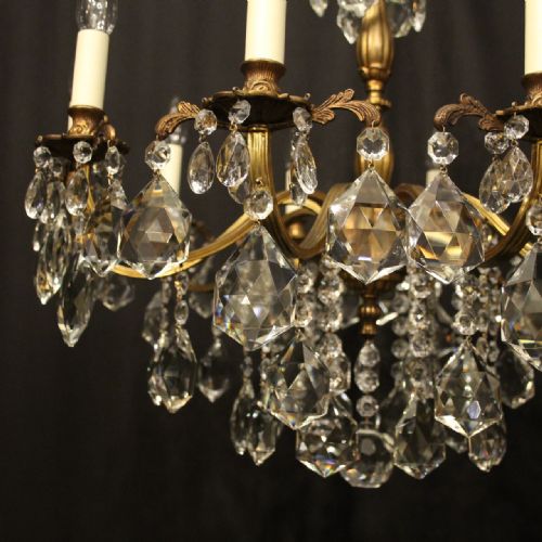 ITALIAN GILDED BRONZE CRYSTAL 10 LIGHT ANTIQUE CHANDELIER - ADDITIONAL PHOTO 4