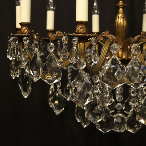 ITALIAN GILDED BRONZE CRYSTAL 10 LIGHT ANTIQUE CHANDELIER - ADDITIONAL PHOTO 6