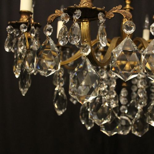 ITALIAN GILDED BRONZE CRYSTAL 10 LIGHT ANTIQUE CHANDELIER - ADDITIONAL PHOTO 7