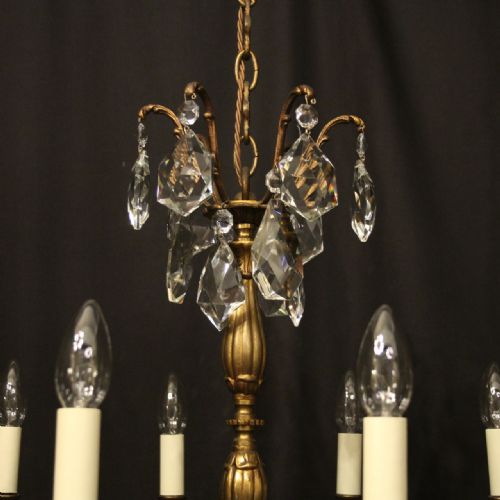 ITALIAN GILDED BRONZE CRYSTAL 10 LIGHT ANTIQUE CHANDELIER - ADDITIONAL PHOTO 8
