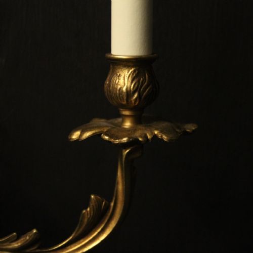 FRENCH SET OF 4 GILDED TWIN ARM WALL LIGHTS - ADDITIONAL PHOTO 4