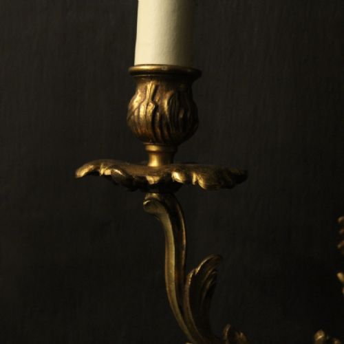 FRENCH SET OF 4 GILDED TWIN ARM WALL LIGHTS - ADDITIONAL PHOTO 8