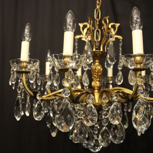 FRENCH GILDED BRONZE CRYSTAL 10 LIGHT ANTIQUE CHANDELIER - ADDITIONAL PHOTO 1