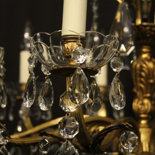 FRENCH GILDED BRONZE CRYSTAL 10 LIGHT ANTIQUE CHANDELIER - ADDITIONAL PHOTO 2