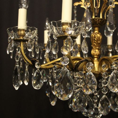 FRENCH GILDED BRONZE CRYSTAL 10 LIGHT ANTIQUE CHANDELIER - ADDITIONAL PHOTO 4