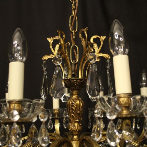 FRENCH GILDED BRONZE CRYSTAL 10 LIGHT ANTIQUE CHANDELIER - ADDITIONAL PHOTO 6