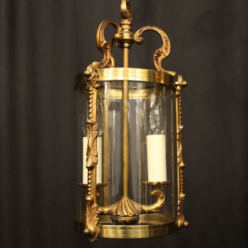 FRENCH SMALL PAIR OF GILDED CONVEX HALL LANTERNS - ADDITIONAL PHOTO 1