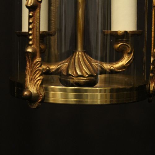 FRENCH SMALL PAIR OF GILDED CONVEX HALL LANTERNS - ADDITIONAL PHOTO 5
