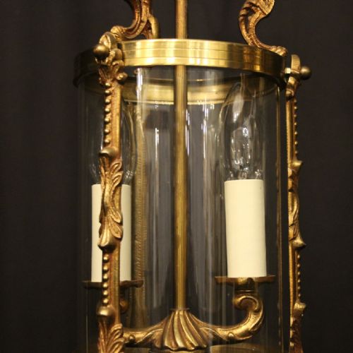 FRENCH SMALL PAIR OF GILDED CONVEX HALL LANTERNS - ADDITIONAL PHOTO 7