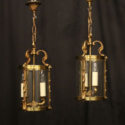 FRENCH SMALL PAIR OF GILDED CONVEX HALL LANTERNS - ADDITIONAL PHOTO 8