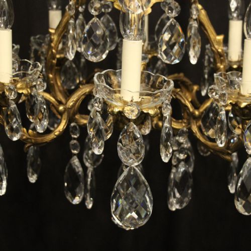 FRENCH PAIR BRONZE CRYSTAL 8 LIGHT ANTIQUE CHANDELIERS - ADDITIONAL PHOTO 5
