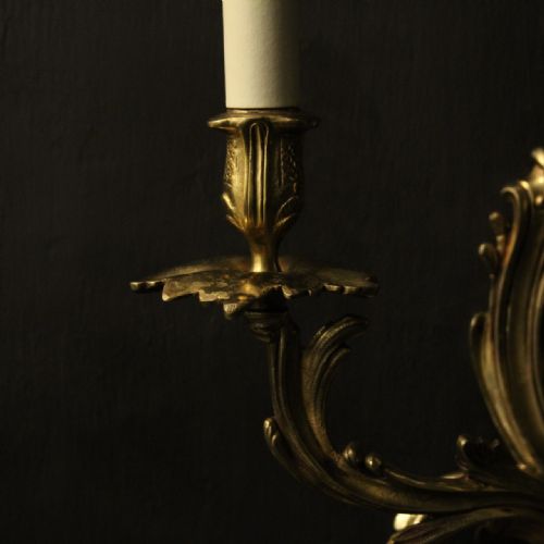 FRENCH SET OF 3 TWIN ARM ANTIQUE WALL SCONCES - ADDITIONAL PHOTO 7