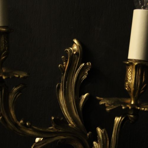 FRENCH SET OF 3 TWIN ARM ANTIQUE WALL SCONCES - ADDITIONAL PHOTO 8