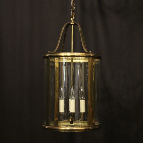 english brass four light convex antique lantern - CATEGORY: ANTIQUE LIGHTING - DATED 1930