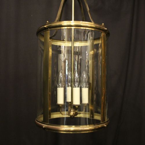 ENGLISH BRASS FOUR LIGHT CONVEX ANTIQUE LANTERN - ADDITIONAL PHOTO 1