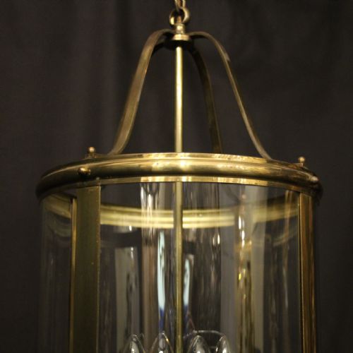 ENGLISH BRASS FOUR LIGHT CONVEX ANTIQUE LANTERN - ADDITIONAL PHOTO 3