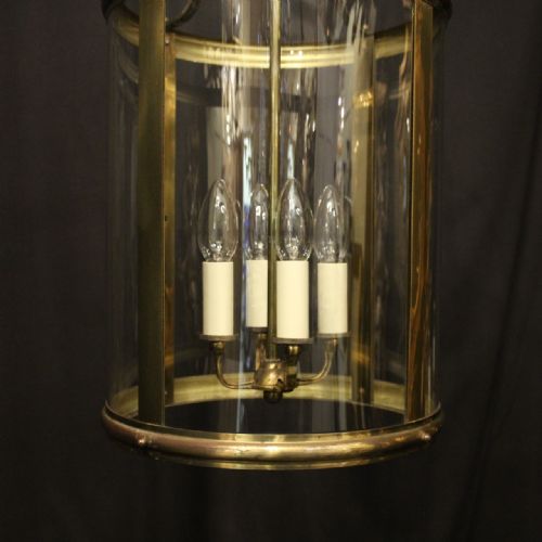 ENGLISH BRASS FOUR LIGHT CONVEX ANTIQUE LANTERN - ADDITIONAL PHOTO 4