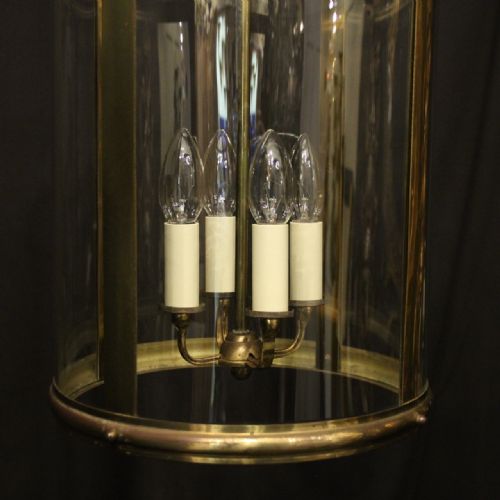 ENGLISH BRASS FOUR LIGHT CONVEX ANTIQUE LANTERN - ADDITIONAL PHOTO 5