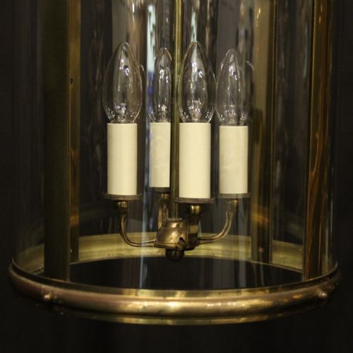 ENGLISH BRASS FOUR LIGHT CONVEX ANTIQUE LANTERN - ADDITIONAL PHOTO 6