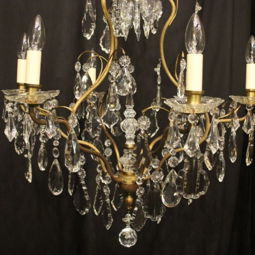 FRENCH GILDED BIRDCAGE CRYSTAL 7 LIGHT ANTIQUE CHANDELIER - ADDITIONAL PHOTO 1