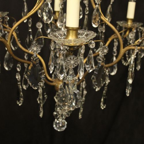 FRENCH GILDED BIRDCAGE CRYSTAL 7 LIGHT ANTIQUE CHANDELIER - ADDITIONAL PHOTO 3