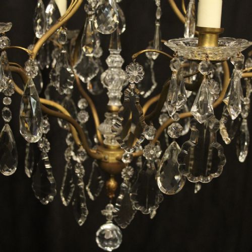 FRENCH GILDED BIRDCAGE CRYSTAL 7 LIGHT ANTIQUE CHANDELIER - ADDITIONAL PHOTO 5