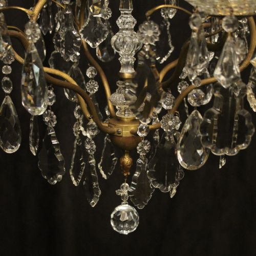 FRENCH GILDED BIRDCAGE CRYSTAL 7 LIGHT ANTIQUE CHANDELIER - ADDITIONAL PHOTO 6