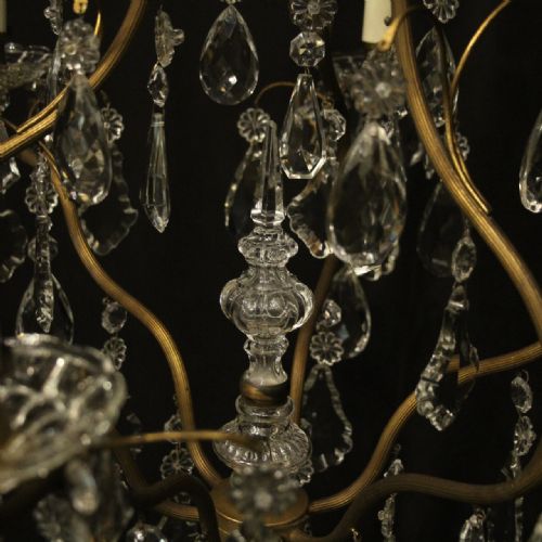 FRENCH GILDED BIRDCAGE CRYSTAL 7 LIGHT ANTIQUE CHANDELIER - ADDITIONAL PHOTO 7
