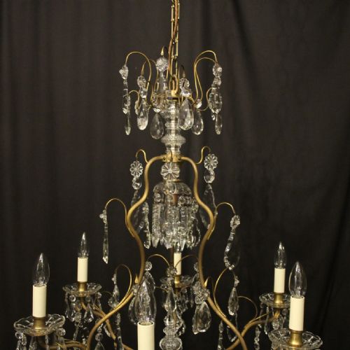 FRENCH GILDED BIRDCAGE CRYSTAL 7 LIGHT ANTIQUE CHANDELIER - ADDITIONAL PHOTO 8