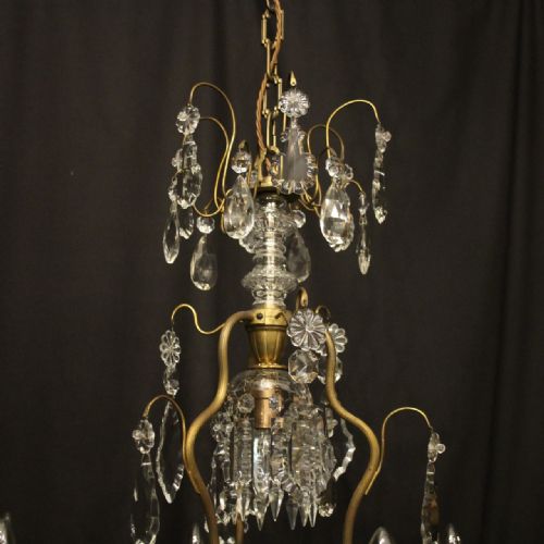 FRENCH GILDED BIRDCAGE CRYSTAL 7 LIGHT ANTIQUE CHANDELIER - ADDITIONAL PHOTO 9