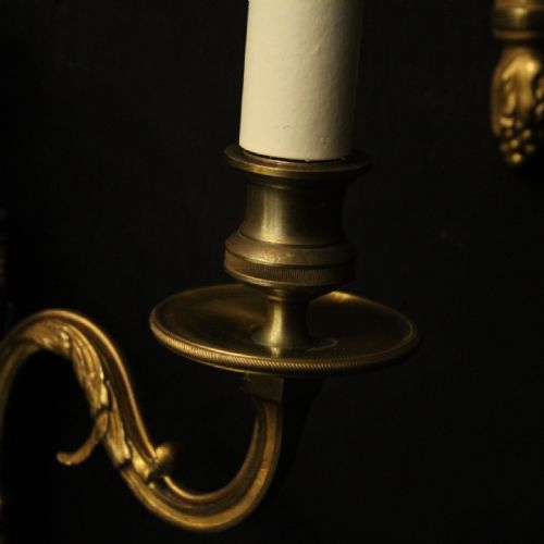 FRENCH SET OF 3 TWIN ARM ANTIQUE WALL LIGHTS - ADDITIONAL PHOTO 6