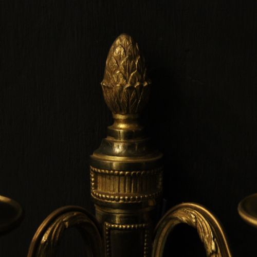 FRENCH SET OF 3 TWIN ARM ANTIQUE WALL LIGHTS - ADDITIONAL PHOTO 7