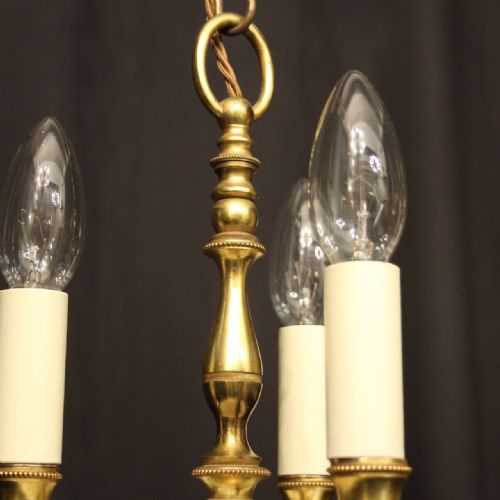 FRENCH PAIR OF EMPIRE TRIPLE LIGHT ANTIQUE CHANDELIERS - ADDITIONAL PHOTO 8