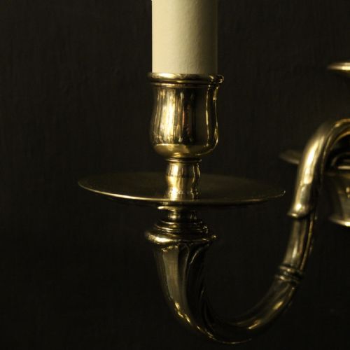 ENGLISH SET OF 4 BRASS TWIN ARM ANTIQUE WALL LIGHTS - ADDITIONAL PHOTO 5